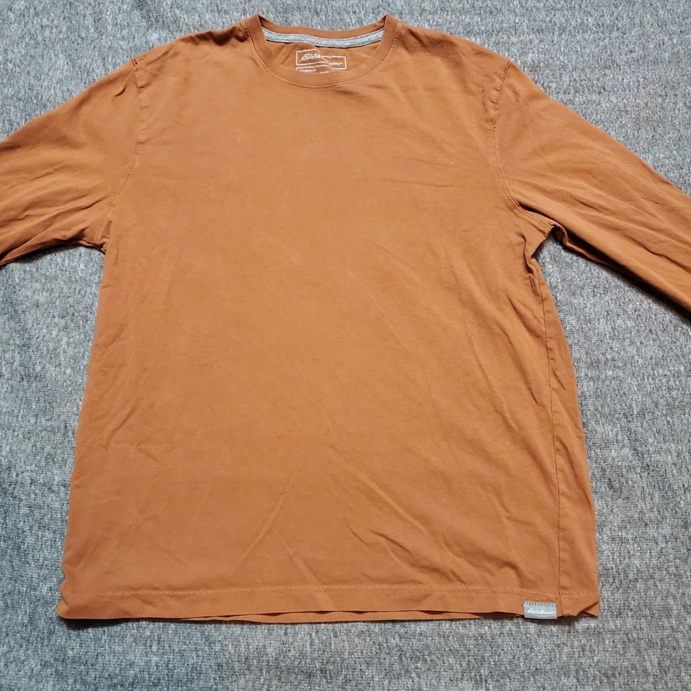Eddie Bauer Legend Wash Long Sleeve Shirt Mens Medium Brown Solid Casual Cotton